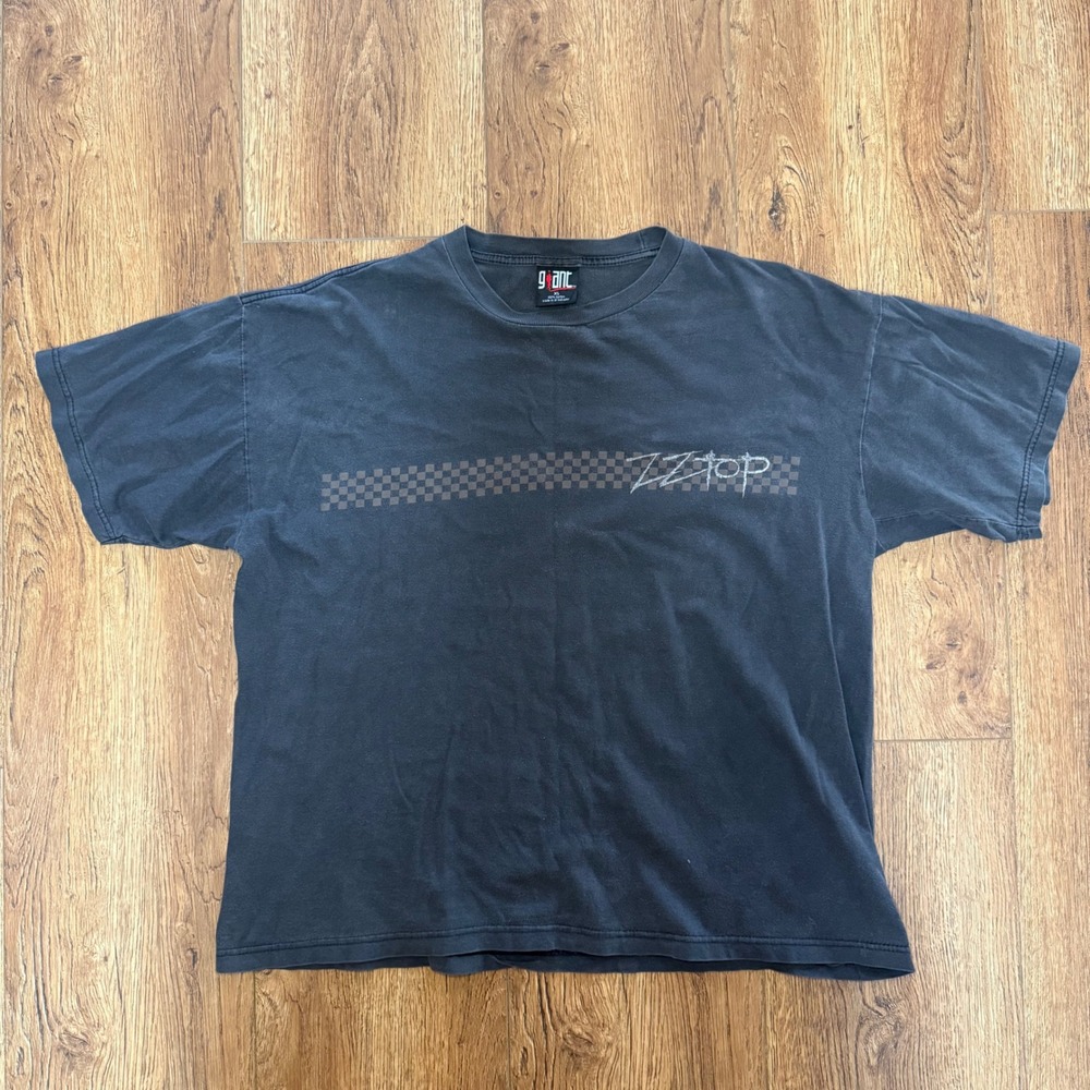 Vintage ZZ Top Shirt Mens XL Giant Tag‎ Bass Drums and Fuzzy Guitar Band Tee 90s